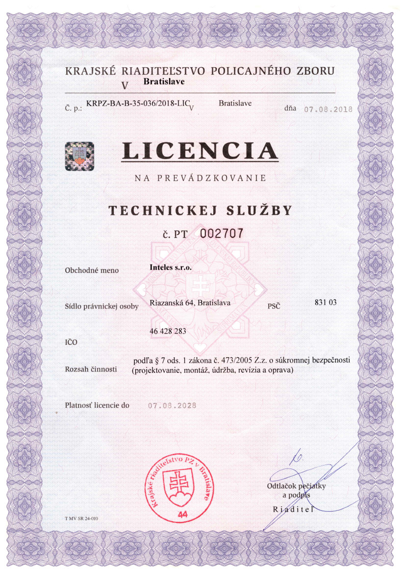 Licencia na technickú službu